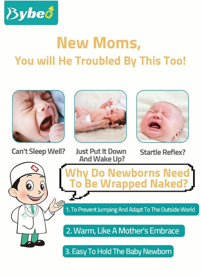 Bybeo - 6 PCS Baby Swaddle Blanket Wrap Cap Set Newborn Infant Sleep Sack With Caps 100% Breathable Cotton 0-4 Month - Image 1