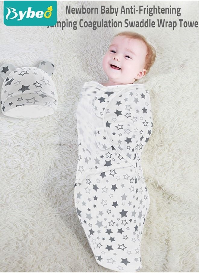 Bybeo - 6 PCS Baby Swaddle Blanket Wrap Cap Set Newborn Infant Sleep Sack With Caps 100% Breathable Cotton 0-4 Month - Image 1