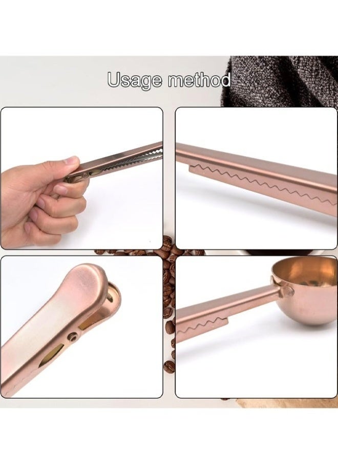 2 Pack 2-in-1 Stainless Steel Coffee Measuring Scoop with Integrated Bag Sealing Clip 15ml 1 Tablespoon Long Handle Coffee Spoon for Coffee Beans Tea Spices Baking Powder Storage Sealer - Image 2