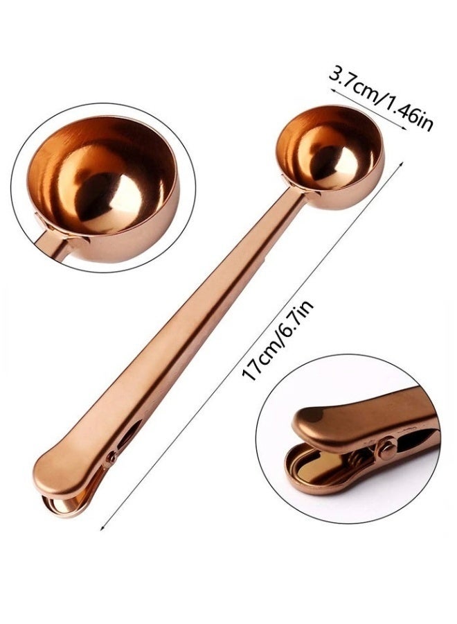 2 Pack 2-in-1 Stainless Steel Coffee Measuring Scoop with Integrated Bag Sealing Clip 15ml 1 Tablespoon Long Handle Coffee Spoon for Coffee Beans Tea Spices Baking Powder Storage Sealer - Image 3