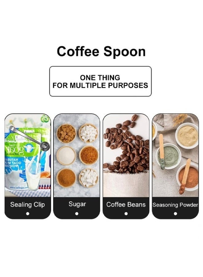 2 Pack 2-in-1 Stainless Steel Coffee Measuring Scoop with Integrated Bag Sealing Clip 15ml 1 Tablespoon Long Handle Coffee Spoon for Coffee Beans Tea Spices Baking Powder Storage Sealer - Image 4