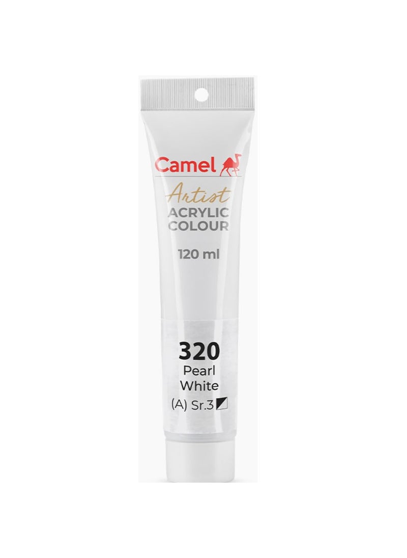 camel Camlin Kokuyo Artist Acrylic Colour Tubes 120ml Pearl White 320  - Image 1