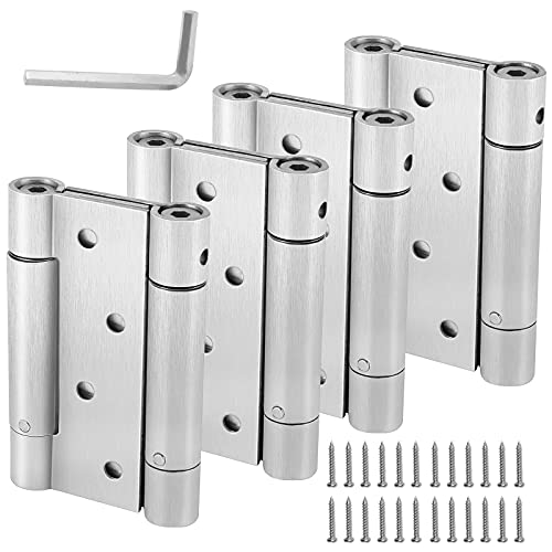 HOIGON 2 Pairs 4 Inch Double Action Spring Door Hinges, Heavy Duty Ball Bearing Self Closing Stainless Steel Double Action Spring Hinges with Screws and Adjusting Pin for Cafes, Bars, Saloons - Image 1