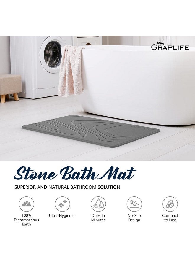 Graplife Graplife Stone Bath Mat 2 Pack Super Absorbent Diatomaceous Earth Shower Mat for Bathroom Tub, Non-Slip Fast Drying Mats Easy to Clean Gray  - Image 2
