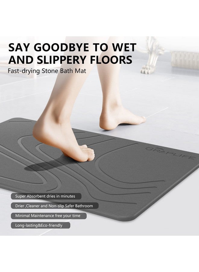 Graplife Graplife Stone Bath Mat 2 Pack Super Absorbent Diatomaceous Earth Shower Mat for Bathroom Tub, Non-Slip Fast Drying Mats Easy to Clean Gray  - Image 3