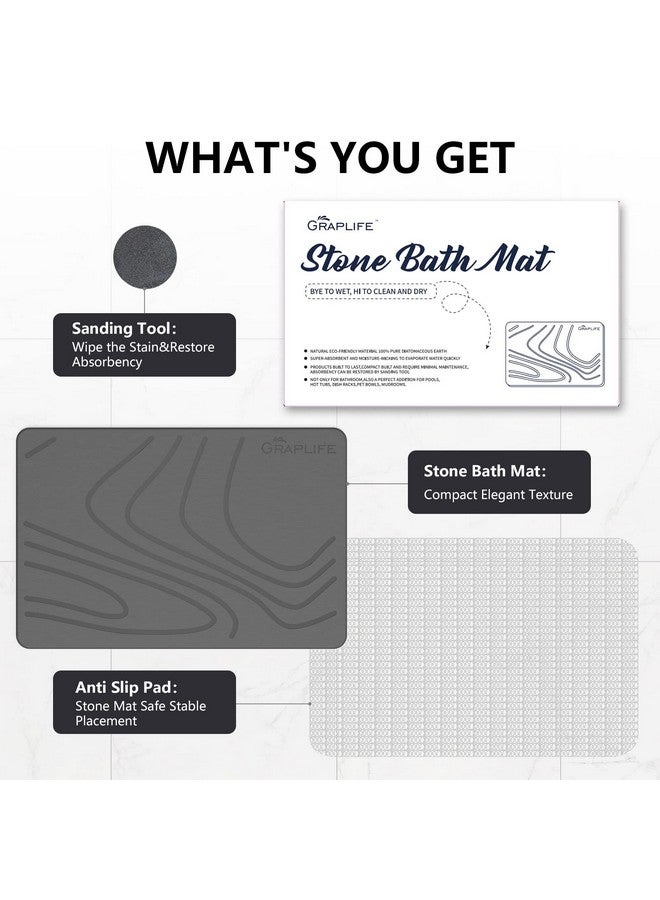 Graplife Graplife Stone Bath Mat 2 Pack Super Absorbent Diatomaceous Earth Shower Mat for Bathroom Tub, Non-Slip Fast Drying Mats Easy to Clean Gray  - Image 5