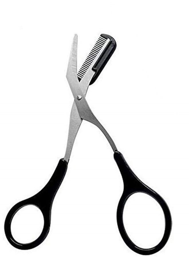 ericotry Professional Precision Eyebrow Trimmer Scissors Scissors with Comb and Non Slip Finger Grips Black Silver Tone for Men Women Hair Removal Grooming Shaping Black - Image 1
