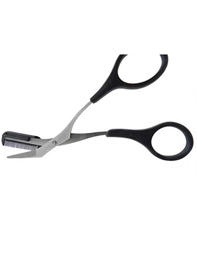 ericotry Professional Precision Eyebrow Trimmer Scissors Scissors with Comb and Non Slip Finger Grips Black Silver Tone for Men Women Hair Removal Grooming Shaping Black - Image 2