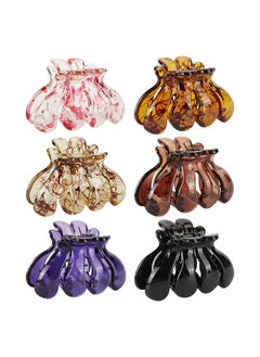 Lawie 6 Pack Tortoise Shell Leopard Black Brown Butterfly Octopus Plastic Hair Claw Clips Jaw Barrettes Grips Clamps Decorative Bun Chignon Hair Up Fancy Accessories For Women Girl Thin Thick Hair  - Image 2
