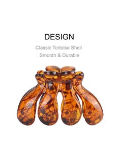 Lawie 6 Pack Tortoise Shell Leopard Black Brown Butterfly Octopus Plastic Hair Claw Clips Jaw Barrettes Grips Clamps Decorative Bun Chignon Hair Up Fancy Accessories For Women Girl Thin Thick Hair  - Image 4