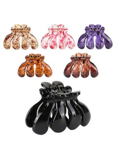 Lawie 6 Pack Tortoise Shell Leopard Black Brown Butterfly Octopus Plastic Hair Claw Clips Jaw Barrettes Grips Clamps Decorative Bun Chignon Hair Up Fancy Accessories For Women Girl Thin Thick Hair  - Image 3