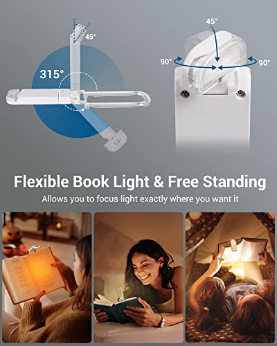 DEWENWILS Book Reading Light, Rechargeable Booklight for Reading at Night, Clip on LED Book for Kids, Bookworms, Blue Light Blocking, 4 Brightness Adjustable for Eye Care (White) - Image 4
