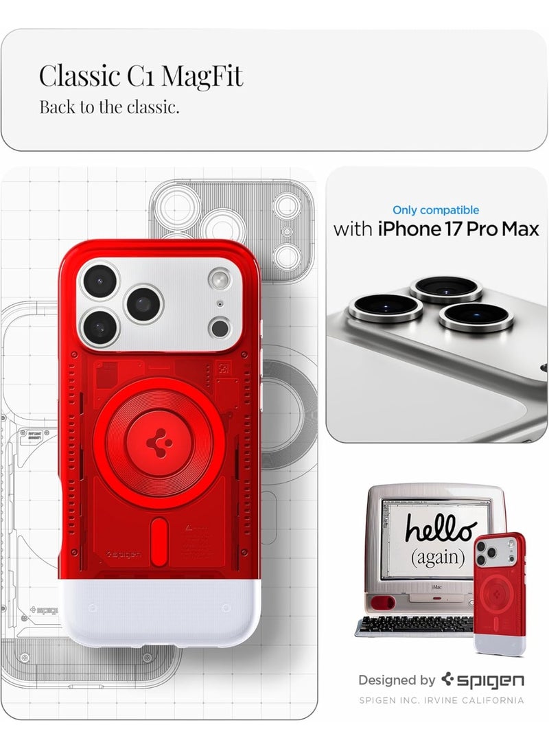Spigen Classic C1 MagFit for iPhone 17 Pro MAX Case Cover with MagSafe & Extreme Protection Tech - Ruby - Image 2