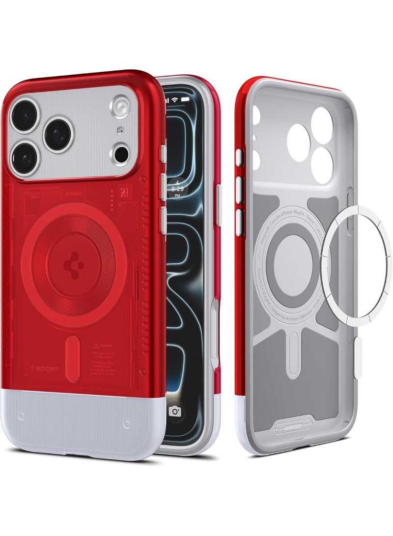 Spigen Classic C1 MagFit for iPhone 17 Pro MAX Case Cover with MagSafe & Extreme Protection Tech - Ruby - Image 1