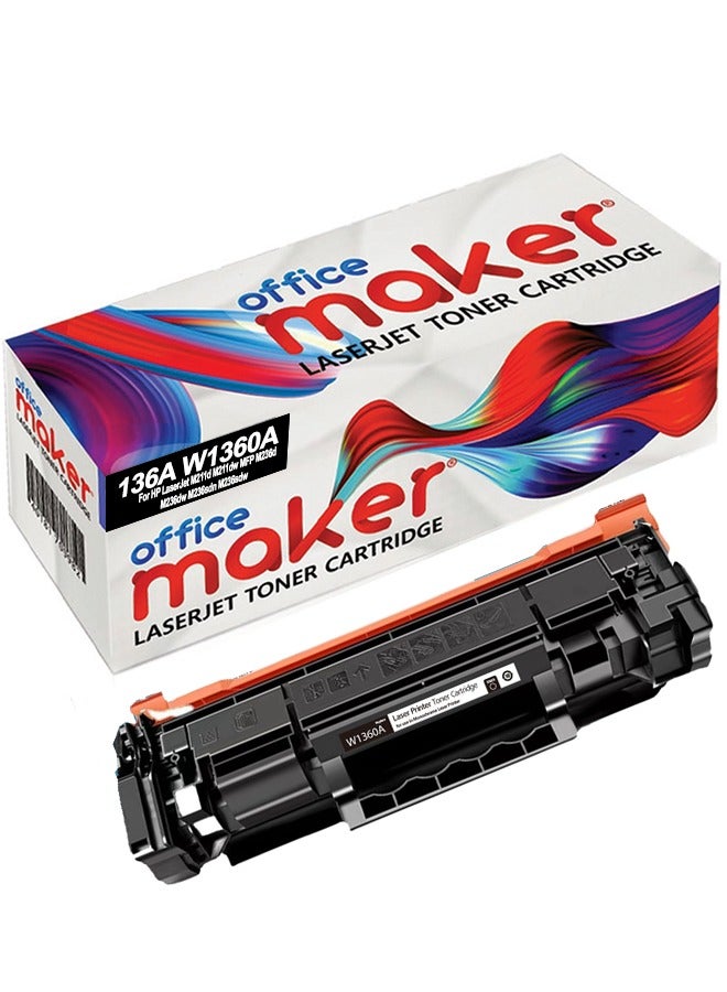 Office Maker 136A W1360A With Chip Toner Cartridge Replacement Compatible For HP LaserJet M211d M211dw MFP M236d M236dw M236sdn M236sdw Printer W1360 1360A 1360 136 Printing Black - Image 1