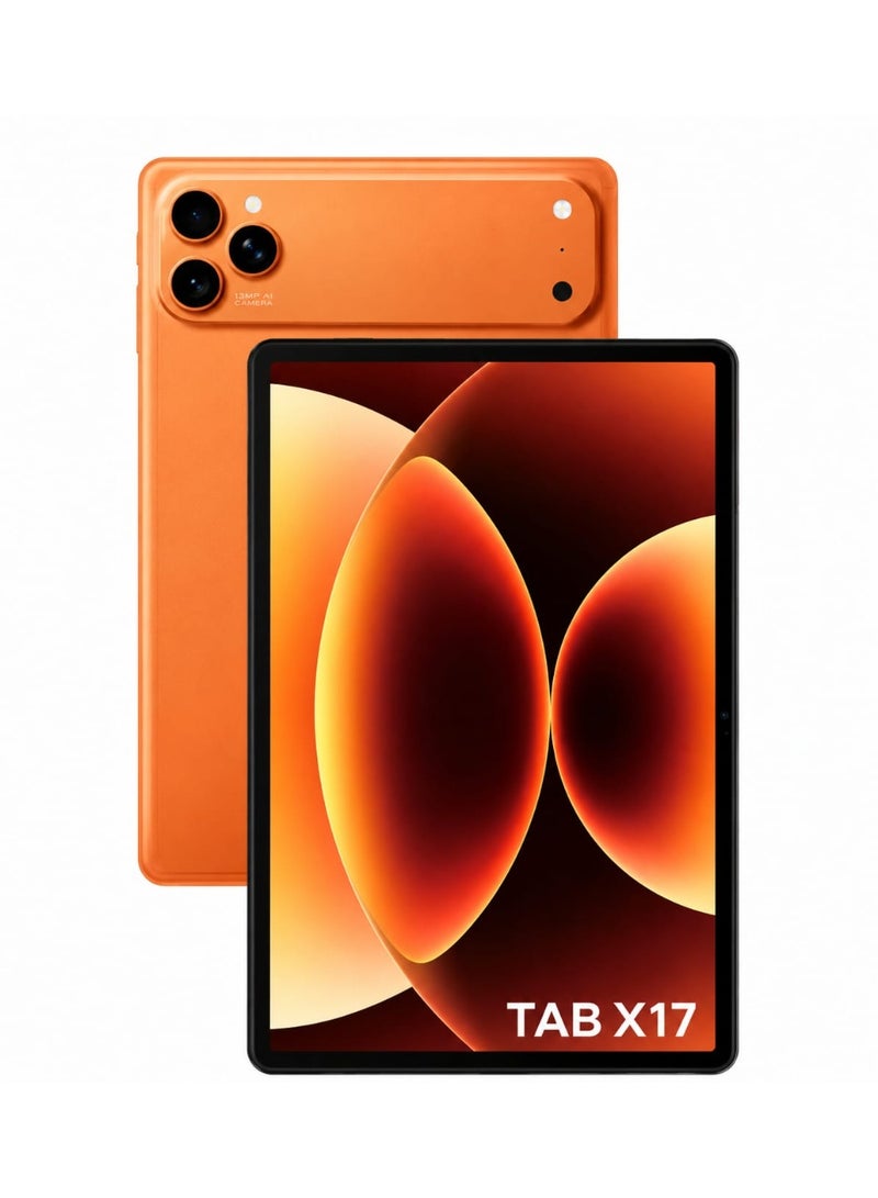 إكس إينوفا تاب X17 بشاشة 10.1 بوصة يعمل بنظام أندرويد 15، مزود بلوحة مفاتيح وماوس، ذاكرة وصول عشوائي 16 جيجابايت وسعة تخزين 1 تيرابايت، يدعم شريحتي اتصال وWiFi 5G، بطارية بسعة 8000 مللي أمبير، خاصية فتح القفل بالتعرف على الوجه، كاميرا أمامية بدقة 8.0 ميجابكسل وكاميرا خلفية بدقة 13.0 ميجابكسل، اللون البرتقالي. - Image 1