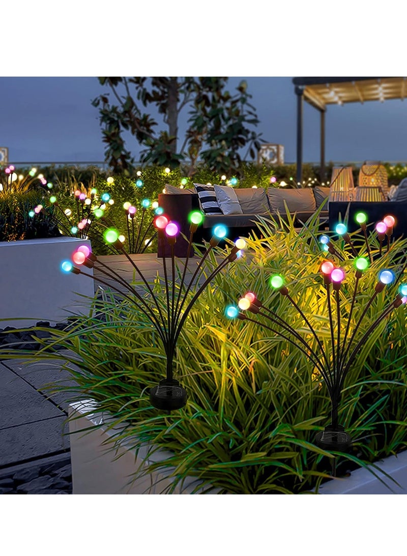 مجموعة من 2 مصباح حديقة يعمل بالطاقة الشمسية للاستخدام الخارجي، 10 مصابيح LED متأرجحة تعمل بالطاقة الشمسية، تتأرجح مع الرياح، مصابيح خارجية مقاومة للماء تعمل بالطاقة الشمسية لتزيين الفناء والممر (ملون) - Image 2