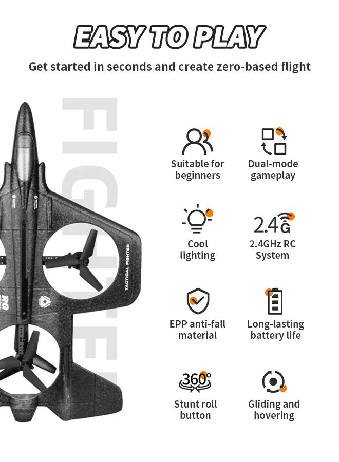 2.4G Remote Control Airplane, RC Plane with LED Flashing Lights, Outdoor Flight Toys for Kids Boys - Image 3