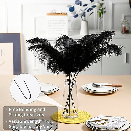 Ballinger Large Champagne Ostrich Feathers - 12pcs 24-26inch Feathers Making Kit Boho Feathers for Vase,Wedding Party Centerpieces and Home Decor - Image 2