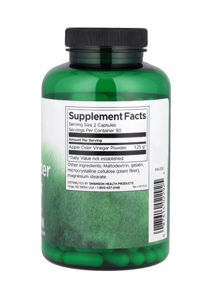 سوانسون خل التفاح عالي الفعالية 625 ملجم 180 كبسولة - Image 2