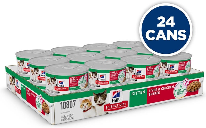 Hills هيلز ساينس دايت طعام قطط رطب للقطط الصغيرة تغذية متميزة كبد دجاج مفروم 29 أونصة علبة مجموعة من 24 - Image 3