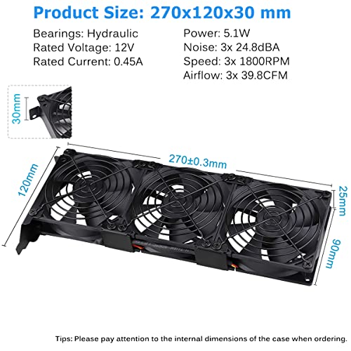 GDSTIME Graphic Card Fans, PCI Slot 3 x 90mm 92mm Fans, Graphics Card Cooler, Video Card VGA Cooler - Image 2