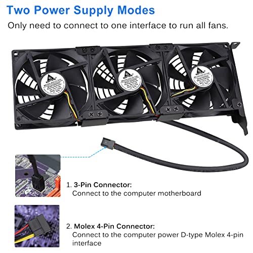 GDSTIME Graphic Card Fans, PCI Slot 3 x 90mm 92mm Fans, Graphics Card Cooler, Video Card VGA Cooler - Image 5