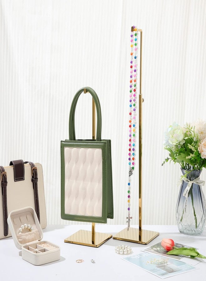 مايتيز مجموعة من 4 حوامل عرض حقائب اليد من مايتيز، حامل عرض حقائب يد قابل لتعديل الارتفاع، رف عرض حقائب معدني، حامل حقائب يد، خطاف تعليق واحد، حامل حقائب للمتاجر (ذهبي) - Image 5