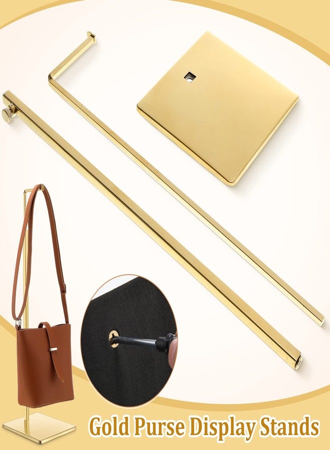 مايتيز مجموعة من 4 حوامل عرض حقائب اليد من مايتيز، حامل عرض حقائب يد قابل لتعديل الارتفاع، رف عرض حقائب معدني، حامل حقائب يد، خطاف تعليق واحد، حامل حقائب للمتاجر (ذهبي) - Image 4