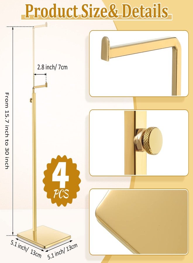 مايتيز مجموعة من 4 حوامل عرض حقائب اليد من مايتيز، حامل عرض حقائب يد قابل لتعديل الارتفاع، رف عرض حقائب معدني، حامل حقائب يد، خطاف تعليق واحد، حامل حقائب للمتاجر (ذهبي) - Image 2