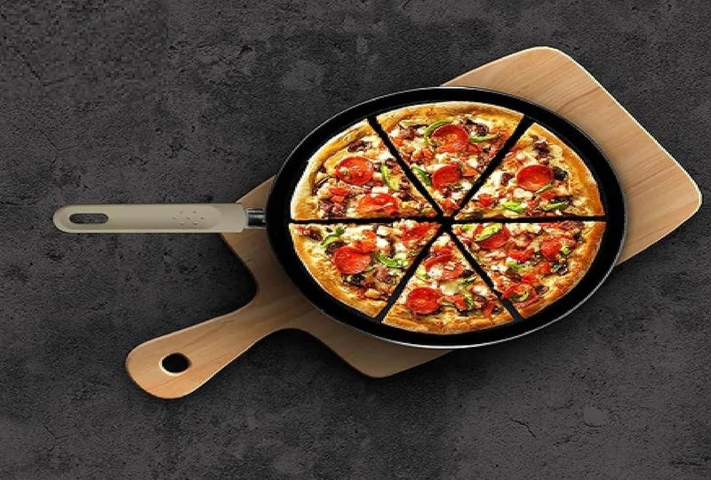 Grofly 24 cm Non-Stick Multipurpose Tava | Pizza Cake Pan | 2-Way Non-Stick Coating, Dosa Tawa Induction Base with Detachable Handle, Frying Pan for Omelette - Image 2