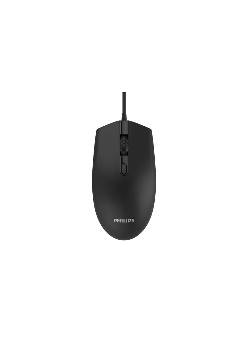 Philips wired Mouse SPK7204B Black 4 keys/2 levels 1000/1600DPI Black - Image 1
