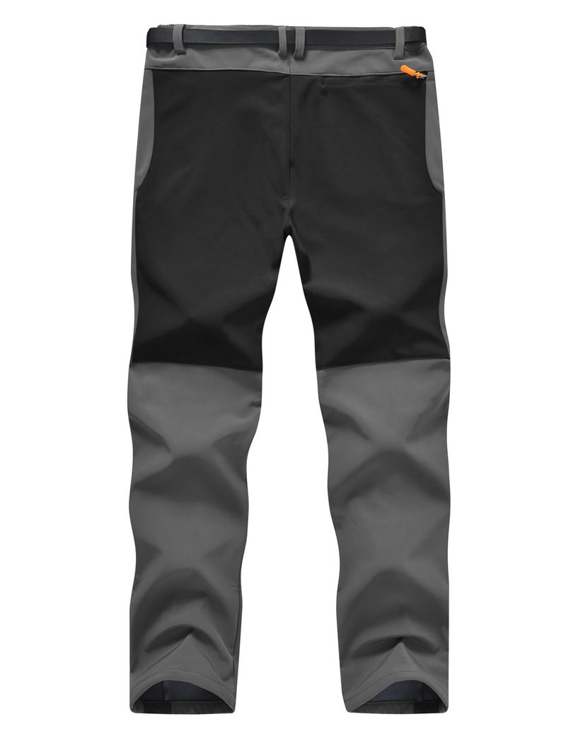 TBMPOY Men's Snow Ski Hiking Pants Waterproof Fleece Lined Pants Outdoor Mountain Softshell with Belt 02 Thick Steel Grey XXL - Image 3