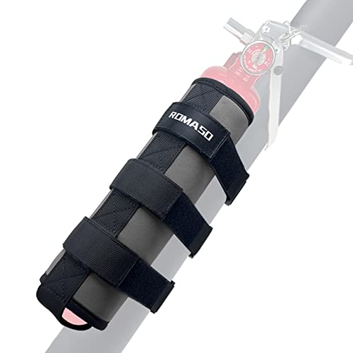 ROMASO Roll Bar Fire Extinguisher Mount for Jeep Wrangler YJ TJ JK JKU JL 2.5 Lb Fire Extinguisher Holder Bag(Gray) - Image 1