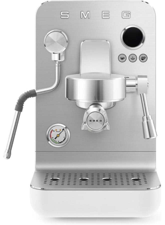 smeg Mini Pro Espresso Machine Emc02Whmuk – Luxury Italian Design, 15-Bar Professional Pressure, Barista-Grade Espresso Maker, Compact & Elegant, 2.4 L EMC02WHMUK WHITE MATT - Image 1