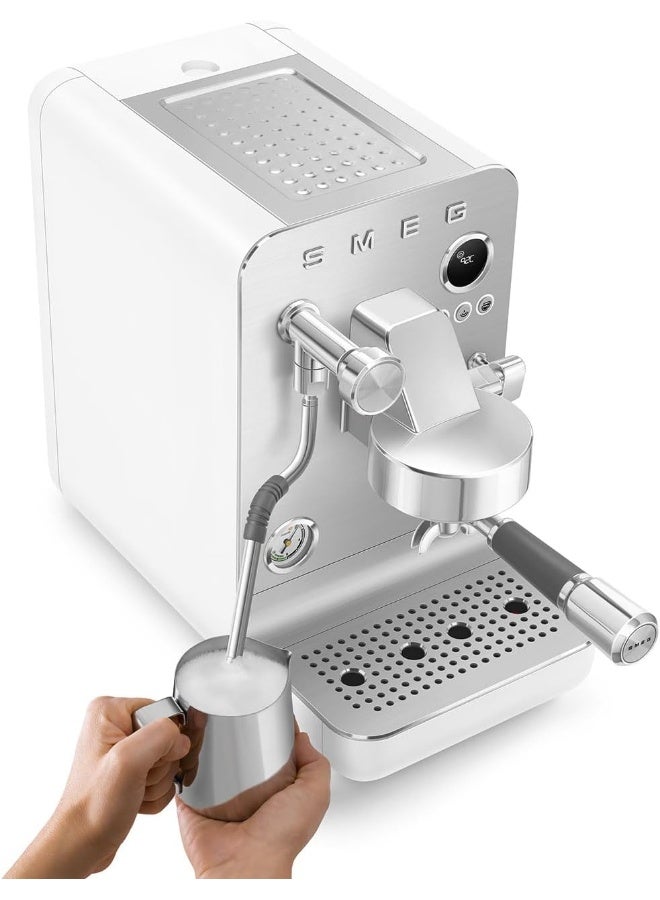 smeg Mini Pro Espresso Machine Emc02Whmuk – Luxury Italian Design, 15-Bar Professional Pressure, Barista-Grade Espresso Maker, Compact & Elegant, 2.4 L EMC02WHMUK WHITE MATT - Image 4