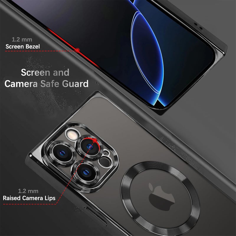 ZIYE Clear Magnetic Case for iPhone 16 Pro Max Case [Compatible with MagSafe] Luxury Slim Soft Shockproof Support Wireless Charging Phone Cover for Women Girls Girly-Black - Image 5