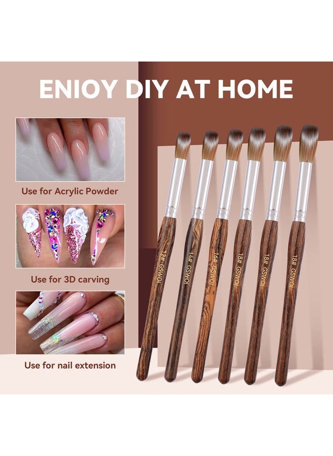 100% Kolinsky Acrylic Nail Brush,GSWOI Acrylic Brushes for Nails 𝐒𝐢𝐳𝐞 𝟖 Wood Handle Application Extension,Nail Tools for Professional Manicure Salon DIY at Home(#8)