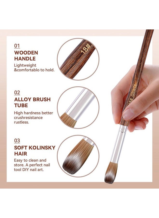 100% Kolinsky Acrylic Nail Brush,GSWOI Acrylic Brushes for Nails 𝐒𝐢𝐳𝐞 𝟖 Wood Handle Application Extension,Nail Tools for Professional Manicure Salon DIY at Home(#8)