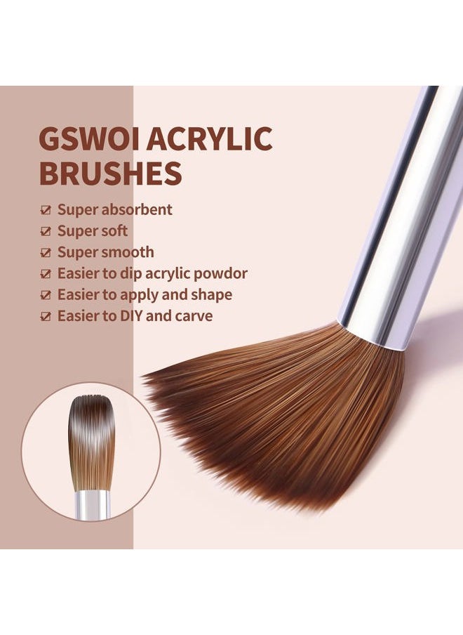 100% Kolinsky Acrylic Nail Brush,GSWOI Acrylic Brushes for Nails 𝐒𝐢𝐳𝐞 𝟖 Wood Handle Application Extension,Nail Tools for Professional Manicure Salon DIY at Home(#8)