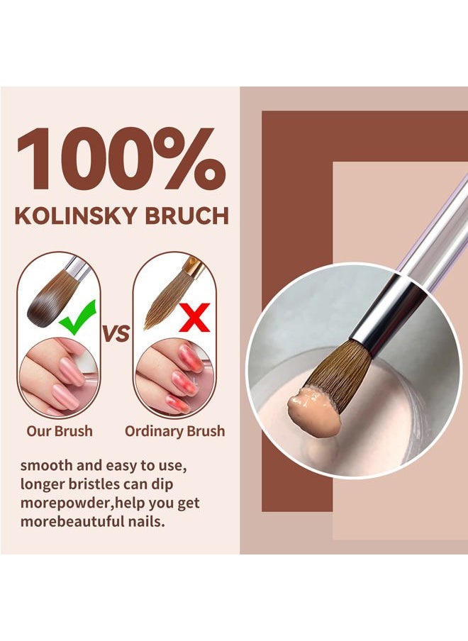 100% Kolinsky Acrylic Nail Brush,GSWOI Acrylic Brushes for Nails 𝐒𝐢𝐳𝐞 𝟖 Wood Handle Application Extension,Nail Tools for Professional Manicure Salon DIY at Home(#8)
