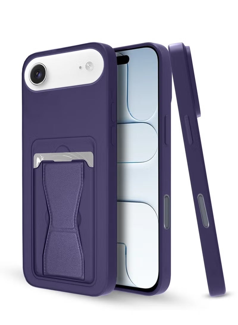 TIGER Apple iPhone Air 5G 2025 Silicone TPU Case with Card Holder and Hand Grip – Slim, Durable Protective Cover in Vibrant Eggplant Purple with Secure Card Storage, Enhanced Grip for Comfortable Handling, and Scratch Resistance for Daily Use (Model MCHPSN) - Image 1