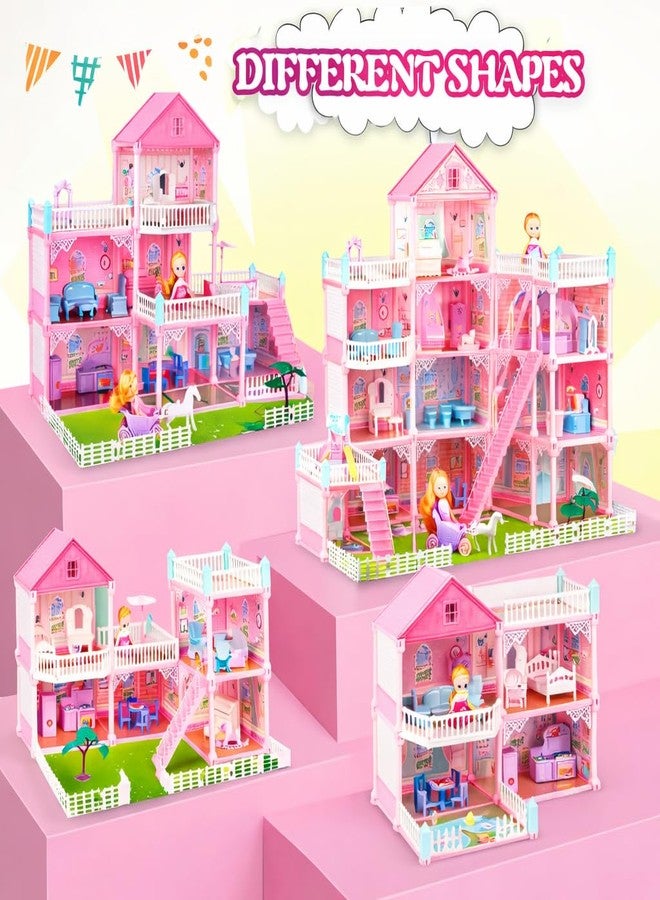 RABJET 4-Story Luxurious Dollhouse, Sweet Family DIY Assembled Luxury Villa, 61cm Tall, Dreamhouse Doll House with Furniture, 11 Rooms, Gift for Girls & Toddlers Ages 3-9 Multicolor - Image 2