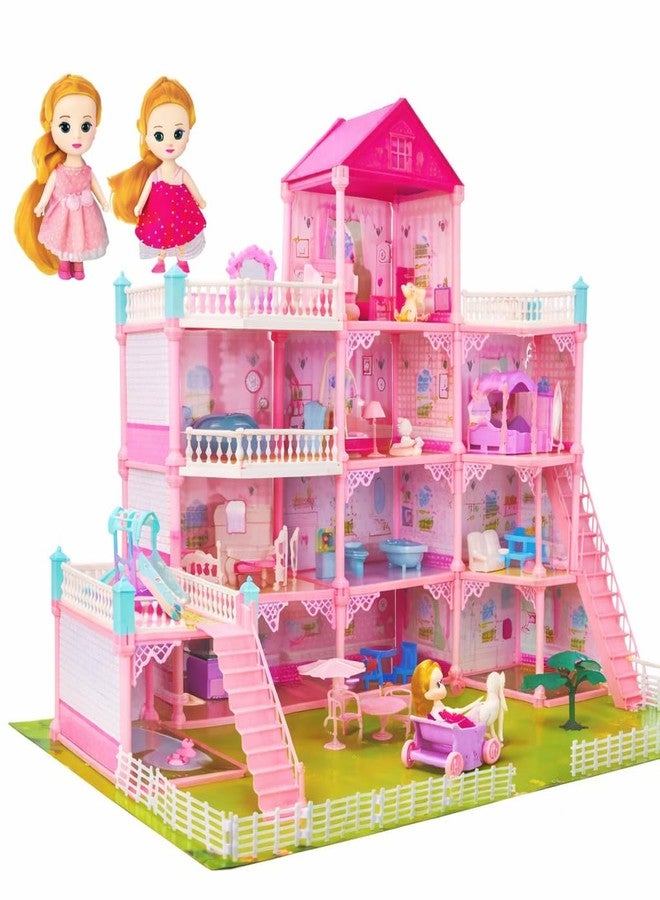RABJET 4-Story Luxurious Dollhouse, Sweet Family DIY Assembled Luxury Villa, 61cm Tall, Dreamhouse Doll House with Furniture, 11 Rooms, Gift for Girls & Toddlers Ages 3-9 Multicolor - Image 1