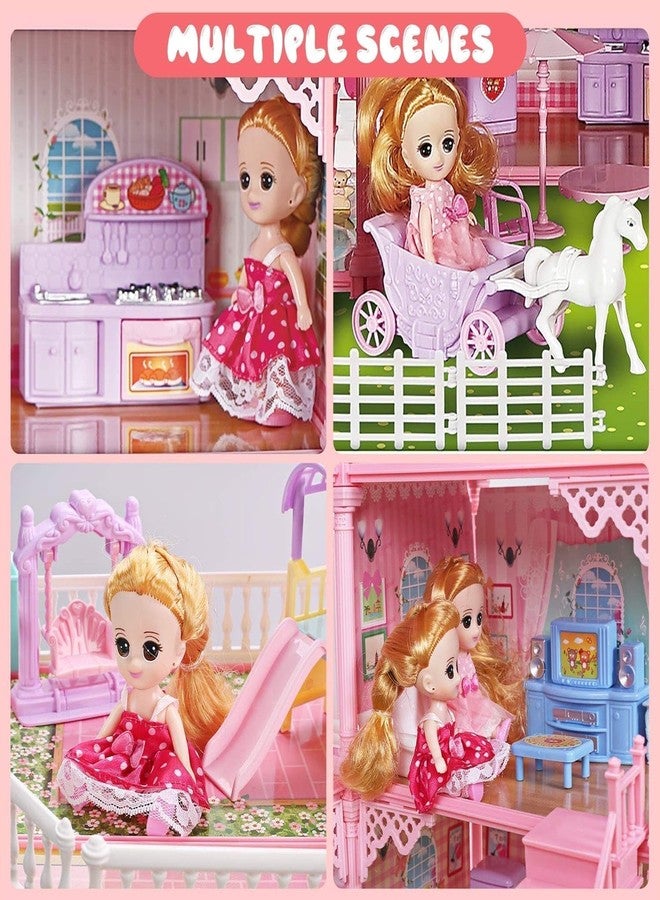 RABJET 4-Story Luxurious Dollhouse, Sweet Family DIY Assembled Luxury Villa, 61cm Tall, Dreamhouse Doll House with Furniture, 11 Rooms, Gift for Girls & Toddlers Ages 3-9 Multicolor - Image 4
