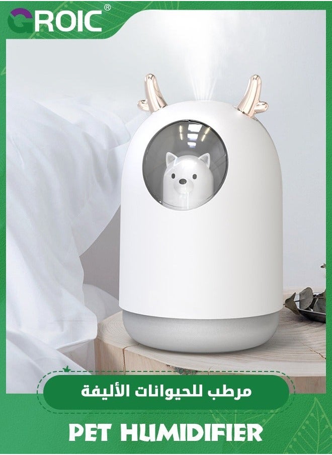 GROIC USB Mini Humidifier, Cute Pet Humidifier with 2 Modes, 300ml Water Tank, 7 Color LED Lights Changing, Waterless Auto Shut-off Desktop for Bedroom, Home, Office (White)  - Image 1
