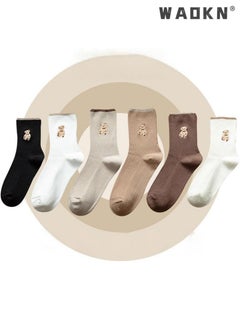 WAOKN 6 Pairs Womens Cute Animal Patterned Funny Novelty Cotton Crew Socks,Women's Loose Athletic Calf Socks, Casual Cotton Stretchy Novelty Socks, Casual Socks- Perfect for Everyday Wear  - Image 1
