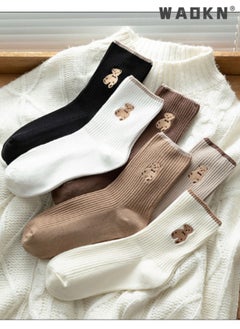 WAOKN 6 Pairs Womens Cute Animal Patterned Funny Novelty Cotton Crew Socks,Women's Loose Athletic Calf Socks, Casual Cotton Stretchy Novelty Socks, Casual Socks- Perfect for Everyday Wear  - Image 5