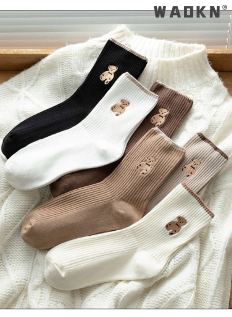 دبليو أيه أو كي أن 6 أزواج من الجوارب النسائية القطنية المبهجة المزخرفة برسومات حيوانات لطيفة، جوارب نسائية رياضية فضفاضة، جوارب قطنية مرنة غير رسمية، جوارب غير رسمية - مثالية للارتداء اليومي - Image 5