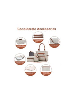 Arababy Set Of 6 Diaper Bag With Hooks And Nappy Changing Mat - Ivory White  - Image 4